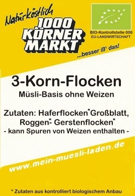 3-Korn Flocken, Bio 750 g