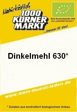Dinkelmehl, Bio 630,  5.000 g</b>