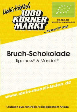 Bruch-Schokolade Bio, von fairafric:</br>Tigernuss & Mandel 100