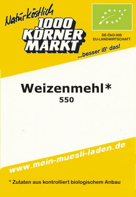Pizza-Mehl, Premium Weizenmehl 550, 1.000 g