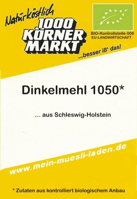 Dinkelmehl, Bio 1050  / 1.000 g</b>