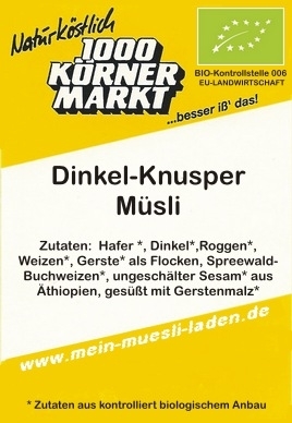 1.ALLES-von-HIER-Müsli<br>Dinkel-Knusper 4.0 Müsli 2.000 g