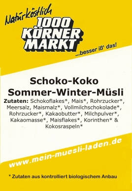 Schoko-Koko - Sommer-Winter-Müsli 1.000 g