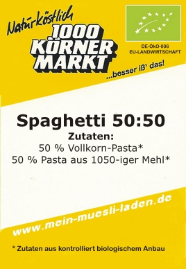 Spaghetti, Bio 50:50, 2.500 g